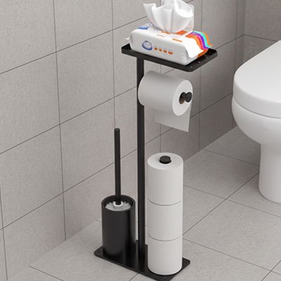 Porte rouleau papier toilette avec papier toilette dans salle de bain