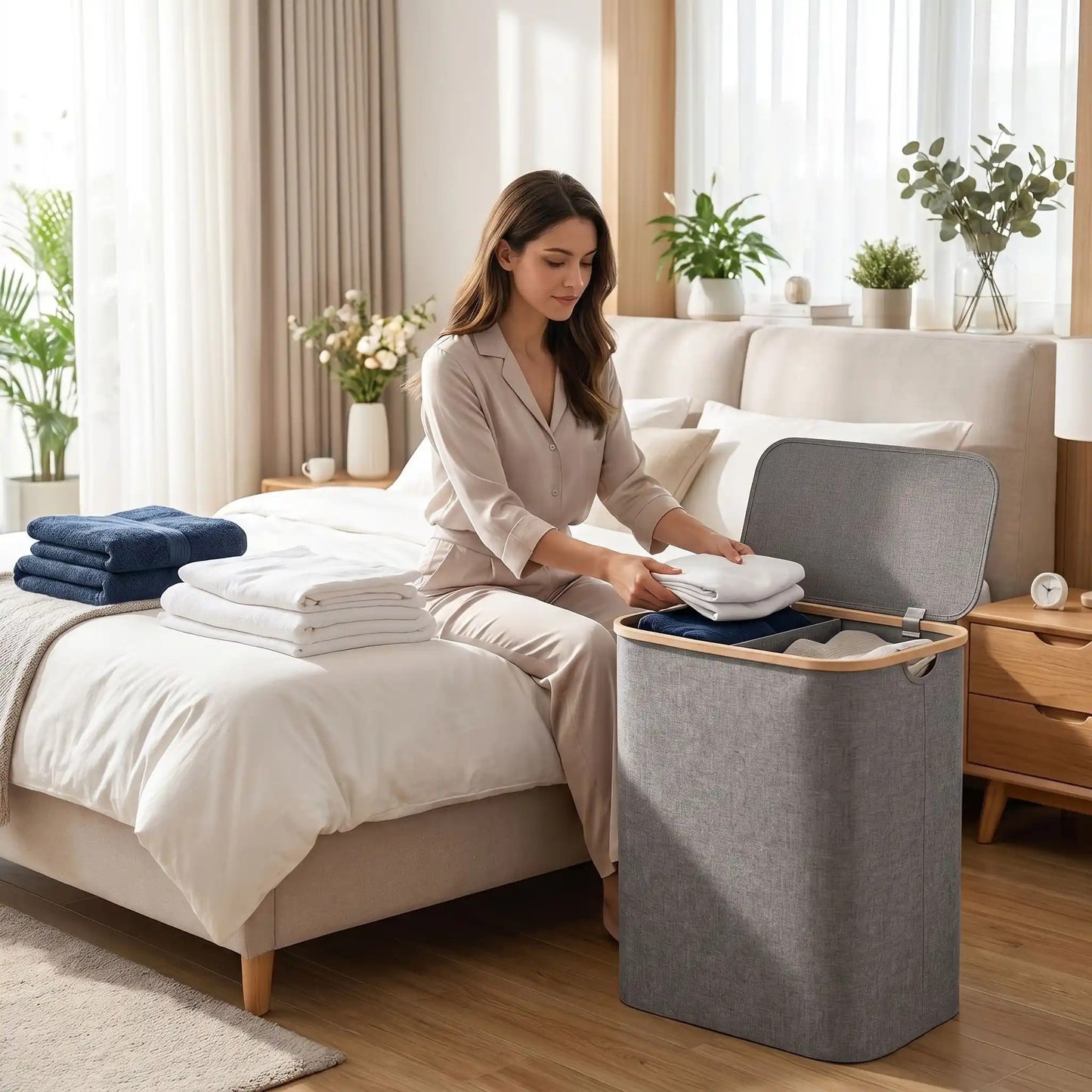 Panier à linge 2 compartiments | Pliable et Spacieux