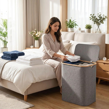 Panier à linge 2 compartiments | Pliable et Spacieux
