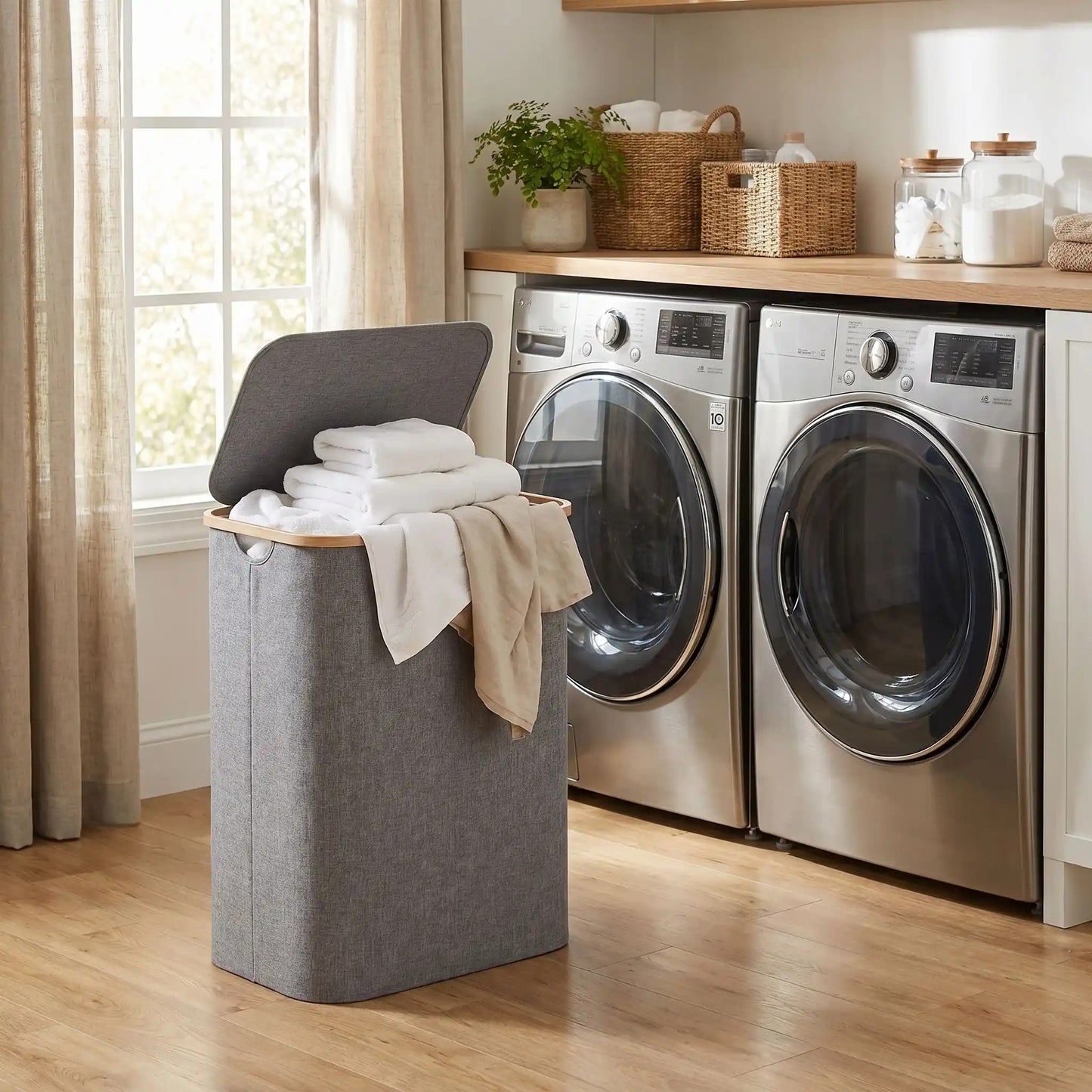 Panier à linge 2 compartiments | Pliable et Spacieux
