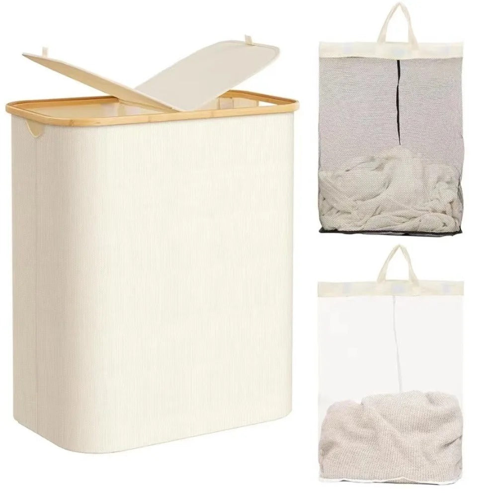Panier à linge 2 compartiments | Pliable et Spacieux