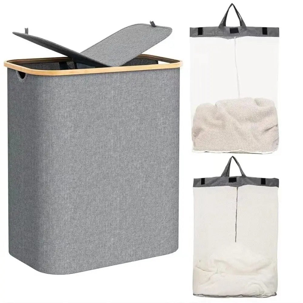 Panier à linge 2 compartiments | Pliable et Spacieux