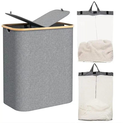 Panier à linge 2 compartiments | Pliable et Spacieux