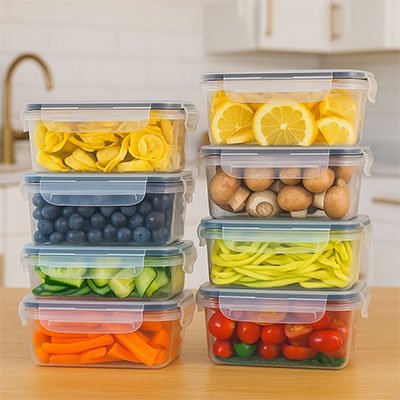 Cinq Boite alimentaire contenant des legumes