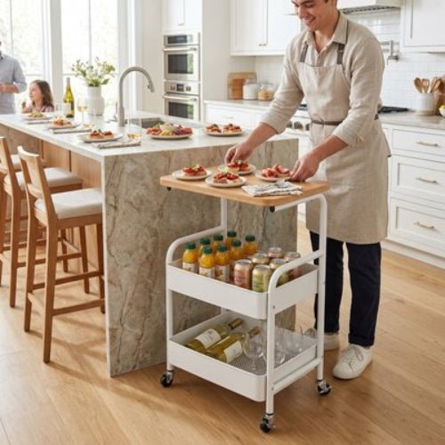Desserte a roulette – Cuisine Organisée | INTÉRIEUR COCON™ - INTERIEUR COCON
