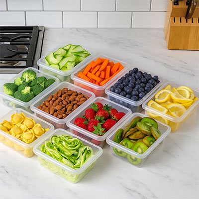  Neuf Boite alimentaire contenant des legumes sur la table