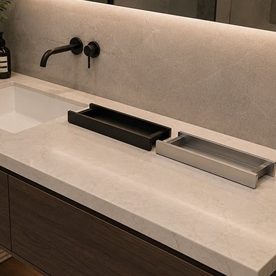 Porte serviette sur comptoir salle de bain pour installation