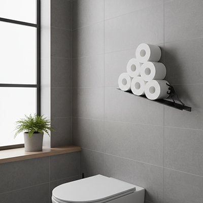 Rouleau papier toilette sur Porte papier toilette 