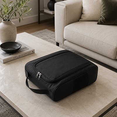 Sac à chaussures sur table dans salon